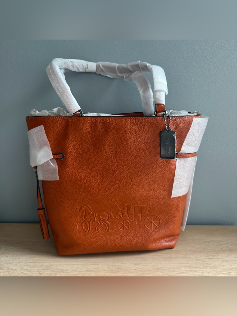 Coach Andy Crossbody Horse & Carriage Pebbled Leather Sunset - Picture 1 of 6